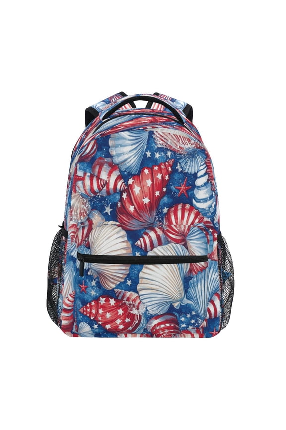 Backpack Schoolbag Patriotic Seashells Pattern 15L/18L 2-SIZE