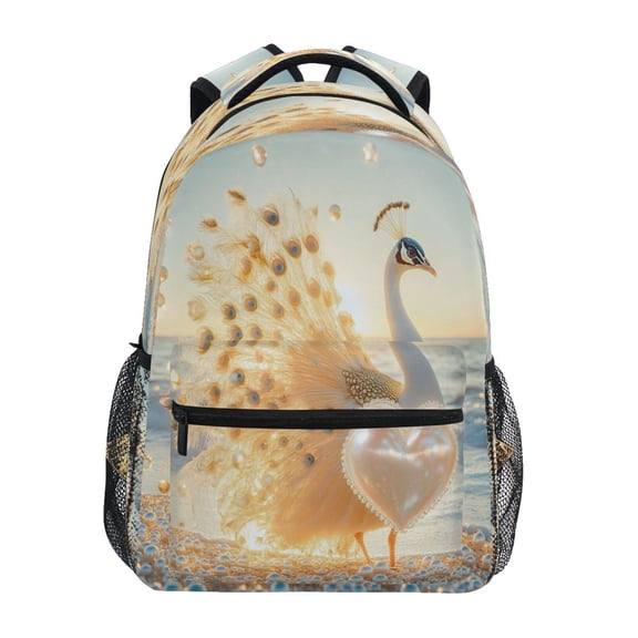 DIXRUYEE Backpack Schoolbag Peacock's Radiance Pattern 15L/18L 2-SIZE