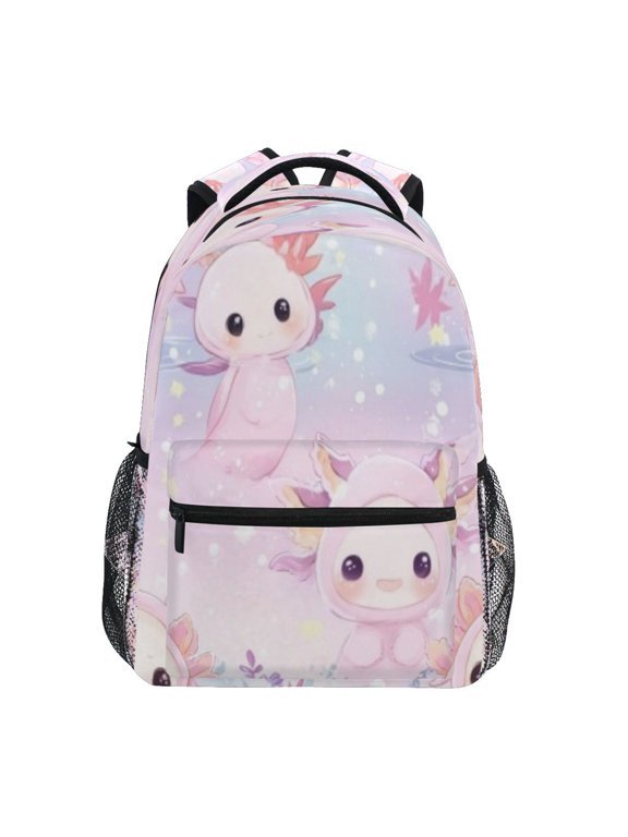 Backpack Schoolbag Pink Fishs in Snowy Pattern 15L/18L 2-SIZE