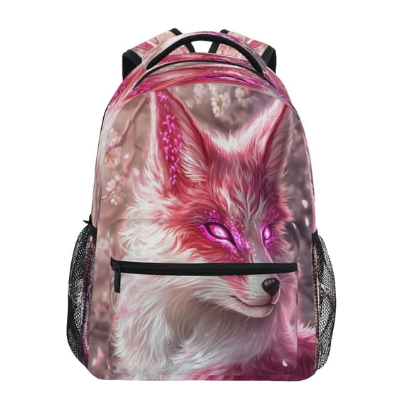 DIXRUYEE Backpack Schoolbag Pink Fox with Glowing Eyes Pattern 15L/18L 2-SIZE