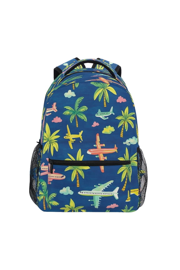 Backpack Schoolbag Planes and Palms Pattern 15L/18L 2-SIZE