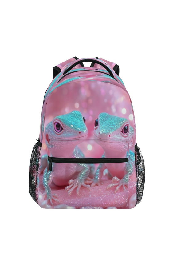 Backpack Schoolbag Playful Geckoes Pattern 15L/18L 2-SIZE