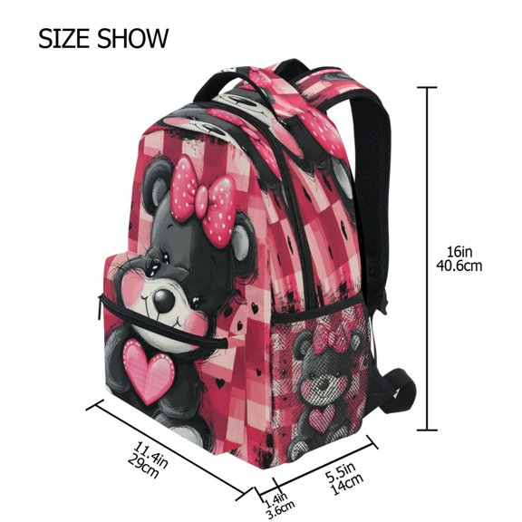 DIXRUYEE Backpack Schoolbag Playful Plush Bear Pattern 15L/18L 2-SIZE