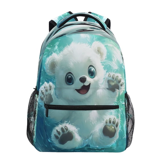 DIXRUYEE Backpack Schoolbag Playful Polar Bear Pattern 15L/18L 2-SIZE