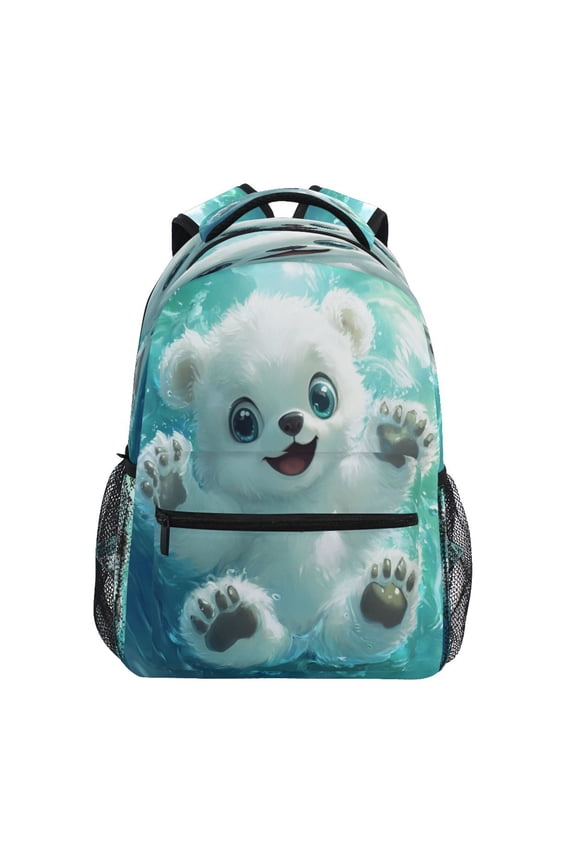 Backpack Schoolbag Playful Polar Bear Pattern 15L/18L 2-SIZE