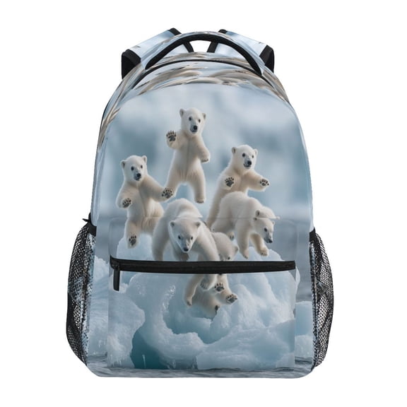 DIXRUYEE Backpack Schoolbag Playtime with Polar Bears Pattern 15L/18L 2-SIZE