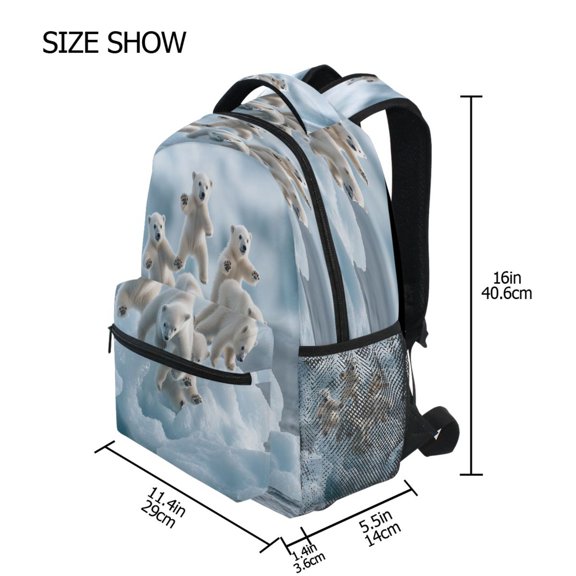 DIXRUYEE Backpack Schoolbag Playtime with Polar Bears Pattern 15L/18L 2-SIZE