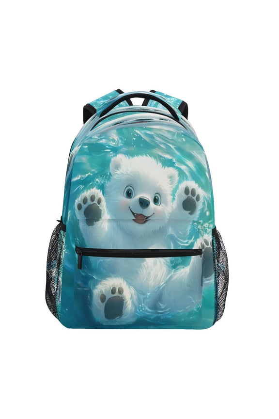 Backpack Schoolbag Polar Bear Splashing Pattern 15L/18L 2-SIZE