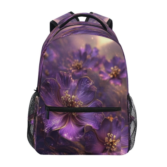DIXRUYEE Backpack Schoolbag Purple Petals Pattern 15L/18L 2-SIZE