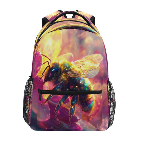 DIXRUYEE Backpack Schoolbag Radiant Bee in Bloom Pattern 15L/18L 2-SIZE
