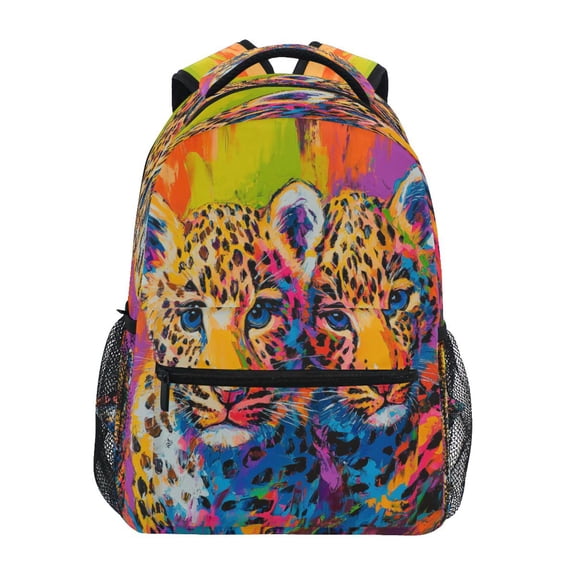 DIXRUYEE Backpack Schoolbag Radiant Leopard Twins Pattern 15L/18L 2-SIZE