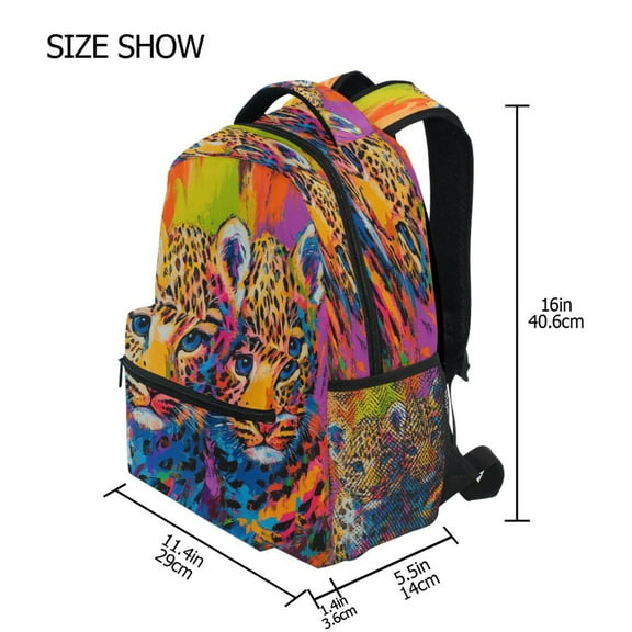 DIXRUYEE Backpack Schoolbag Radiant Leopard Twins Pattern 15L/18L 2-SIZE
