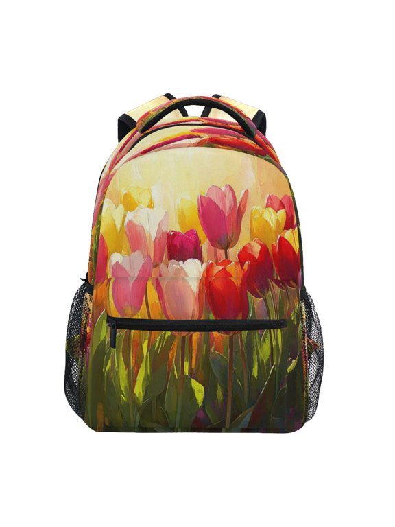 Backpack Schoolbag Radiant Tulip Glow Pattern 15L/18L 2-SIZE