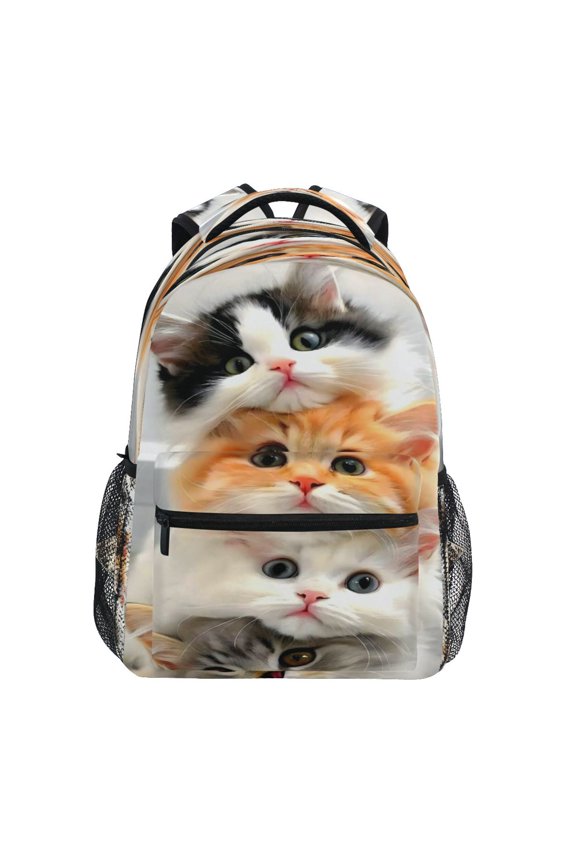Backpack Schoolbag Red-frame Cat Pile Pattern 15L/18L 2-SIZE