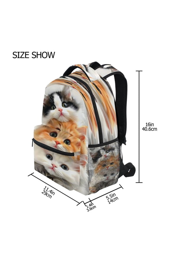 Backpack Schoolbag Red-frame Cat Pile Pattern 15L/18L 2-SIZE