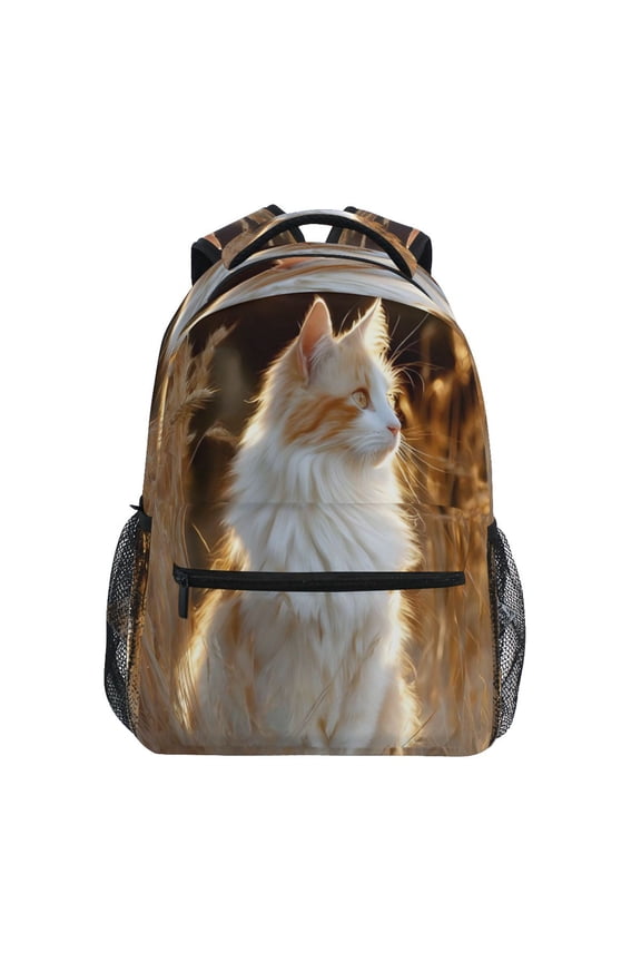 Backpack Schoolbag Reed Fluffy Cat Pattern 15L/18L 2-SIZE