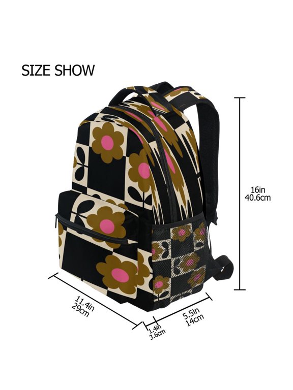 Backpack Schoolbag Retro Floral Checkerboard Pattern 15L/18L 2-SIZE