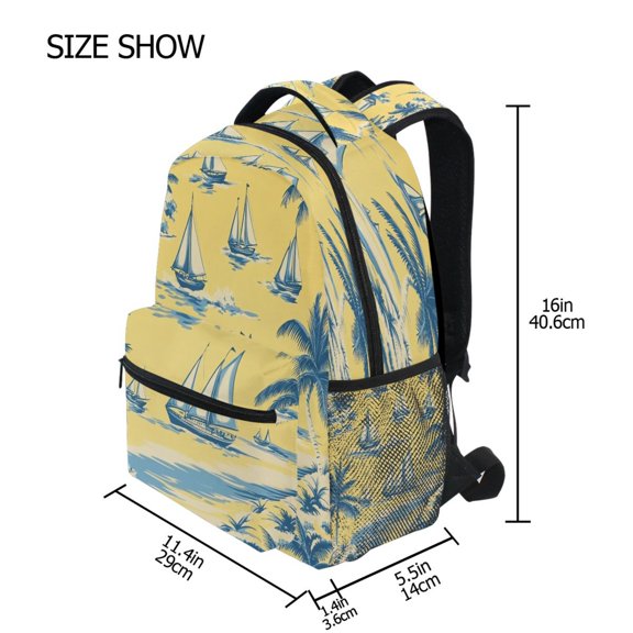DIXRUYEE Backpack Schoolbag Sailing Into Golden Horizons Pattern 15L/18L 2-SIZE