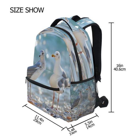 DIXRUYEE Backpack Schoolbag Seagull Siblings Pattern 15L/18L 2-SIZE