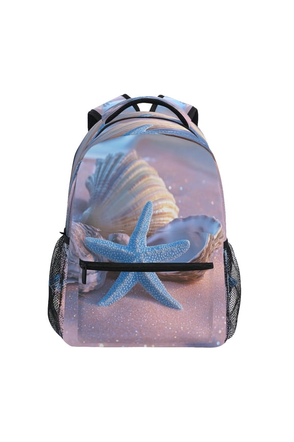 Backpack Schoolbag Seaside Shells Pattern 15L/18L 2-SIZE