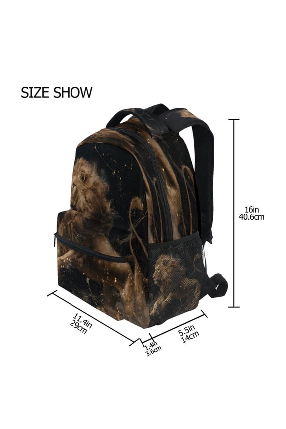 Backpack Schoolbag Shadow Lion Pattern 15L/18L 2-SIZE