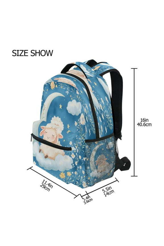 Backpack Schoolbag Sheep Resting on Clouds Pattern 15L/18L 2-SIZE