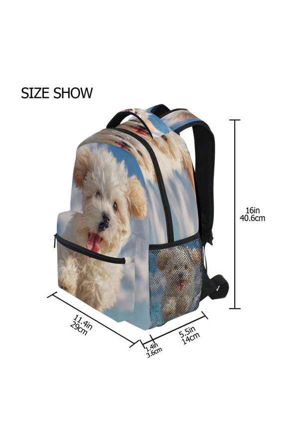 Backpack Schoolbag Sky Cloud Curly Pup Pattern 15L/18L 2-SIZE