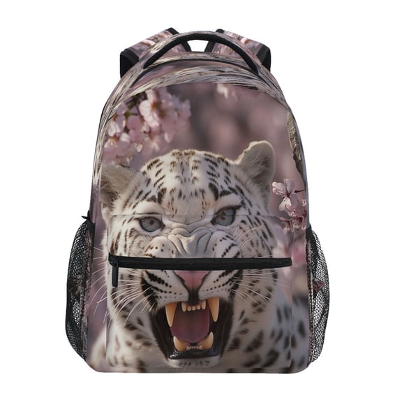 DIXRUYEE Backpack Schoolbag Snow Leopard in Bloom Pattern 15L/18L 2-SIZE