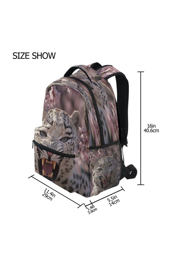 Backpack Schoolbag Snow Leopard in Bloom Pattern 15L/18L 2-SIZE