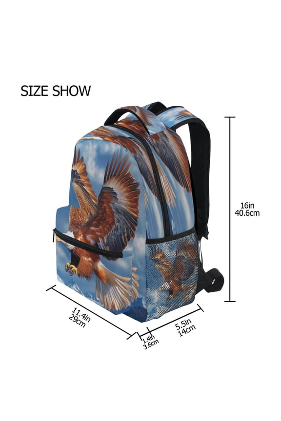 Backpack Schoolbag Soaring Bald Eagles Pattern 15L/18L 2-SIZE