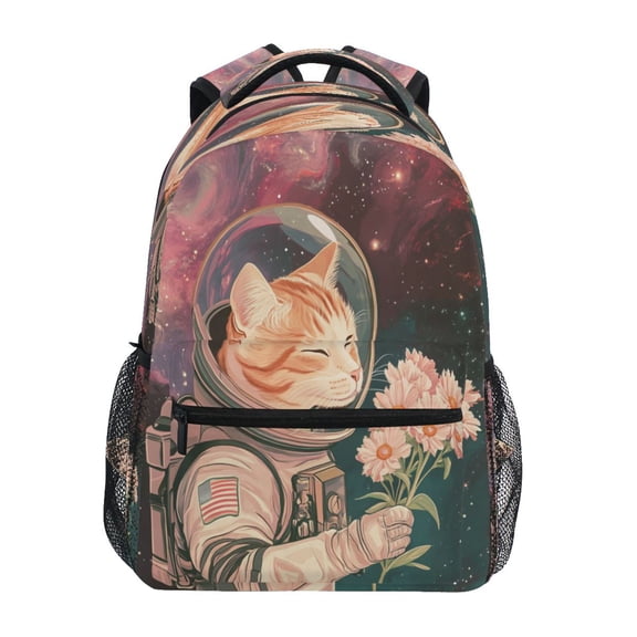 DIXRUYEE Backpack Schoolbag Space Explorer Kitten Pattern 15L/18L 2-SIZE