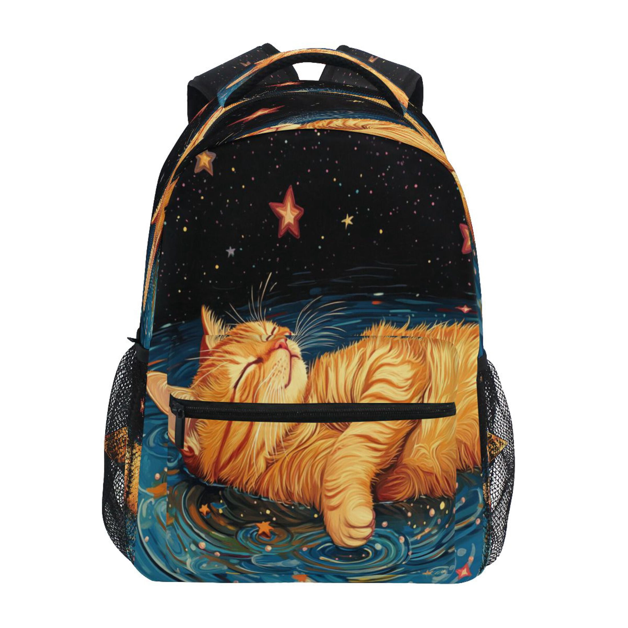 DIXRUYEE Backpack Schoolbag Starlit Cat Oasis Pattern 15L/18L 2-SIZE