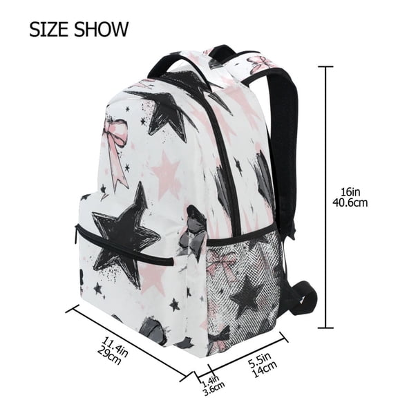 DIXRUYEE Backpack Schoolbag Starry Bows and Wishes Pattern 15L/18L 2-SIZE