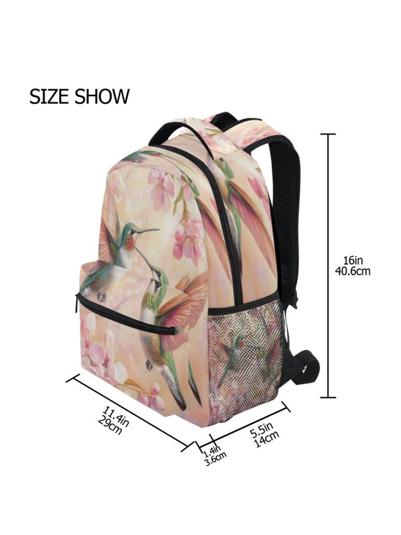 Backpack Schoolbag Tango Of The Hummingbirds Pattern 15L/18L 2-SIZE
