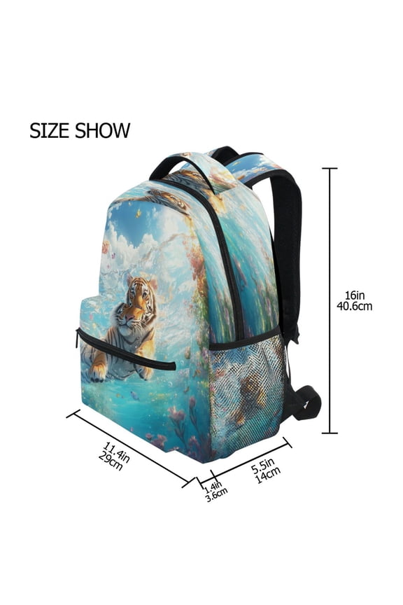 Backpack Schoolbag Tigers Splash Oasis Pattern 15L/18L 2-SIZE