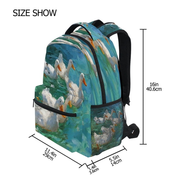DIXRUYEE Backpack Schoolbag Turquoise Water Ducks Pattern 15L/18L 2-SIZE