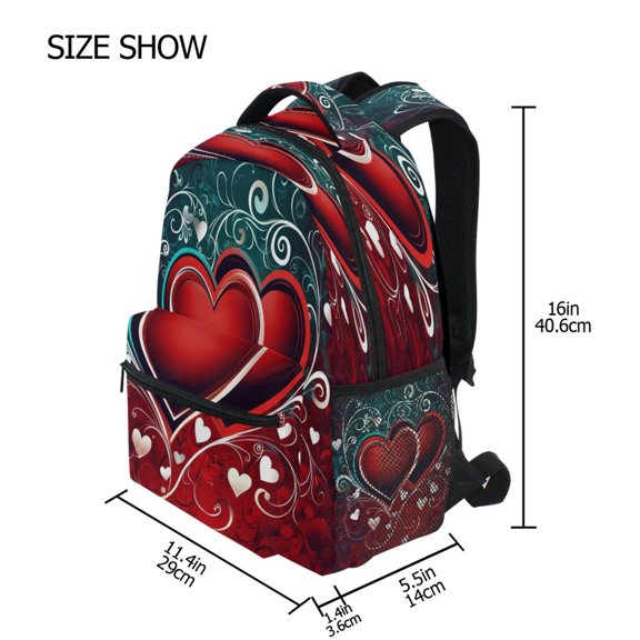DIXRUYEE Backpack Schoolbag Twined Hearts Pattern 15L/18L 2-SIZE