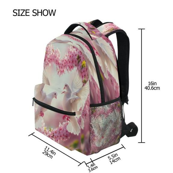 DIXRUYEE Backpack Schoolbag Two Lovebirds Pattern 15L/18L 2-SIZE