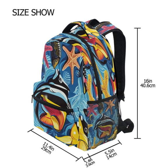 DIXRUYEE Backpack Schoolbag Underwater Wonderland Pattern 15L/18L 2-SIZE