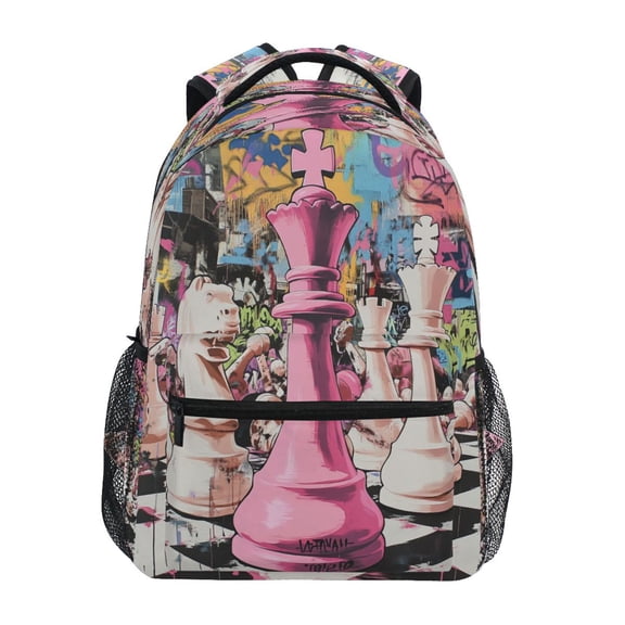DIXRUYEE Backpack Schoolbag Urban Chess Warfare Pattern 15L/18L 2-SIZE