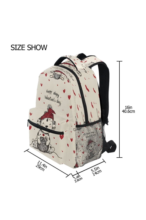 Backpack Schoolbag Valentine Knit Puppy Pattern 15L/18L 2-SIZE