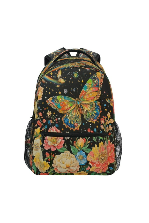 Backpack Schoolbag Vibrant Butterfly Garden Pattern 15L/18L 2-SIZE