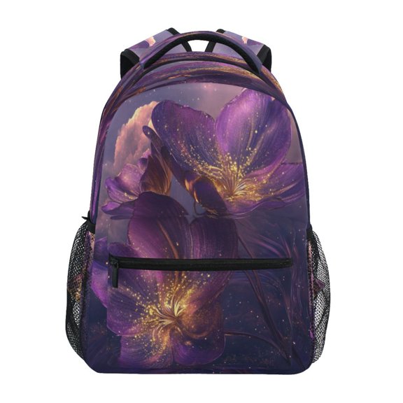 DIXRUYEE Backpack Schoolbag Violet Flowers Pattern 15L/18L 2-SIZE