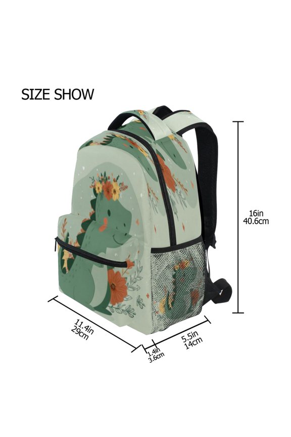 Backpack Schoolbag Warm Bloom Dino Pattern 15L/18L 2-SIZE
