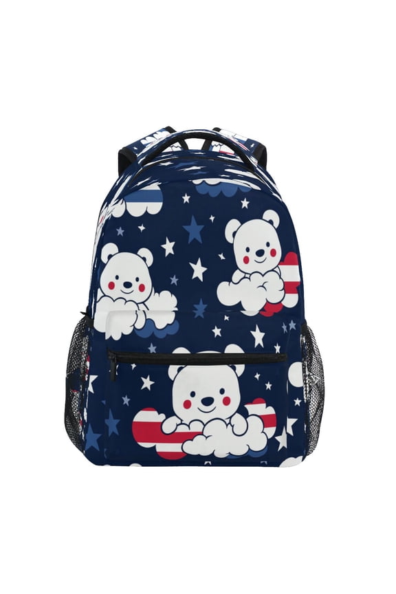 Backpack Schoolbag Whimsical Bear Clouds Pattern 15L/18L 2-SIZE