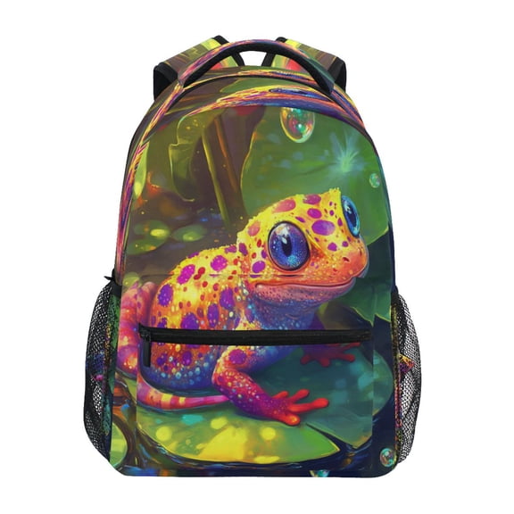 DIXRUYEE Backpack Schoolbag Whimsical Frog on A Lilly Pad Pattern 15L/18L 2-SIZE