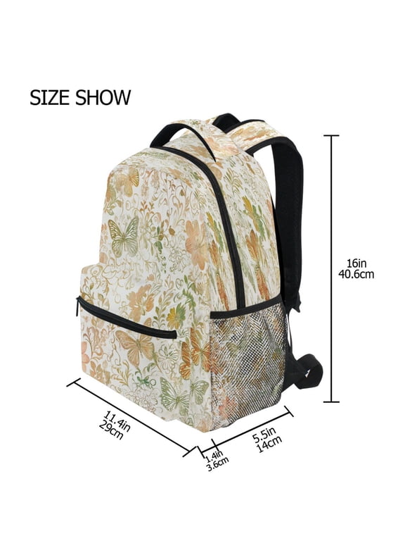 Backpack Schoolbag Whimsical Garden Butterflies Pattern 15L/18L 2-SIZE