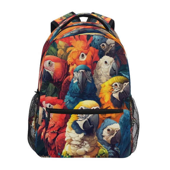 DIXRUYEE Backpack Schoolbag Rainbow Of Parrots Pattern 15L/18L 2-SIZE