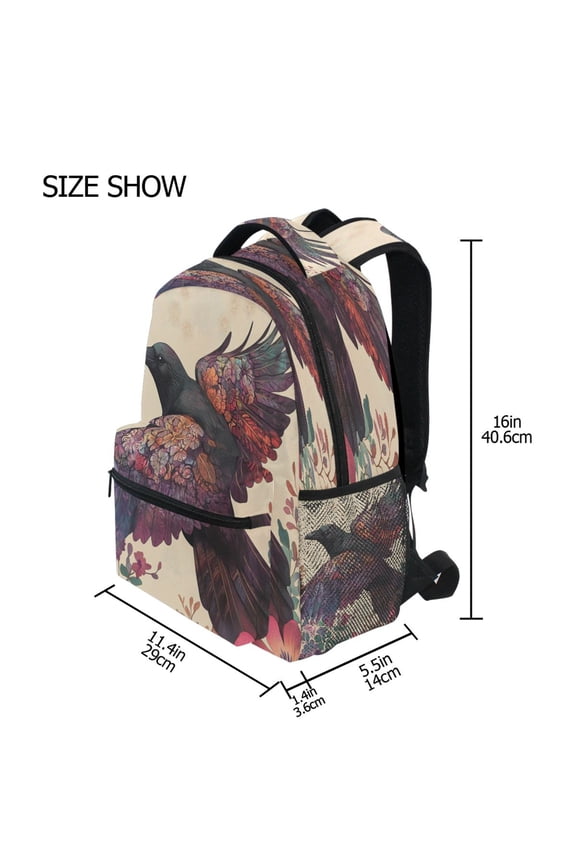 Backpack Schoolbag Whimsical Wings Of Color Pattern 15L/18L 2-SIZE