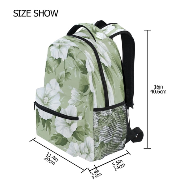DIXRUYEE Backpack Schoolbag White Jasmine Serenity Pattern 15L/18L 2-SIZE